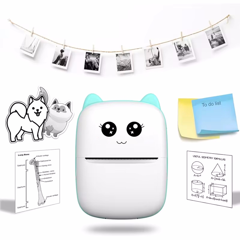 Impresora térmica portátil mini gato impresión foto bolsillo impresora de etiquetas térmicas 58mm impresión inalámbrica Bluetooth Android iOS impresoras