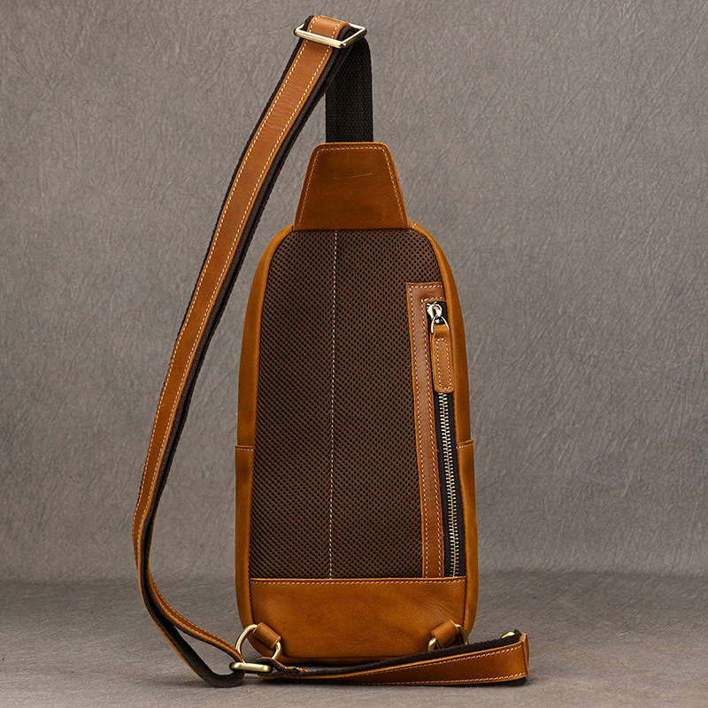 Bolso de pecho multifunción de lujo para hombre, bandolera de hombro de cuero genuino para deportes al aire libre, mochila táctil, nuevo diseño