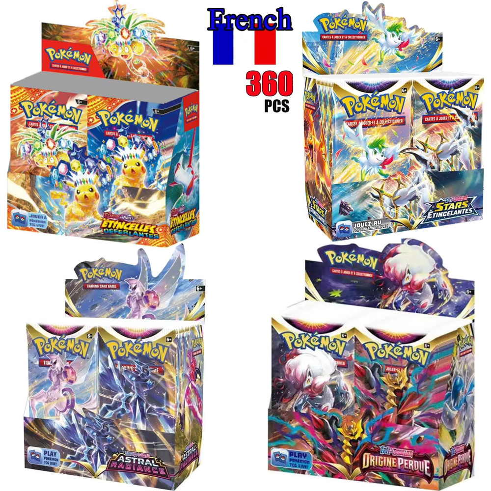 360-teilige französische Pokemon-Karte Surging Sparks Obsidian Flames Brilliant Stars Lost Origin Pokémon Booster Battle Transaction Card
