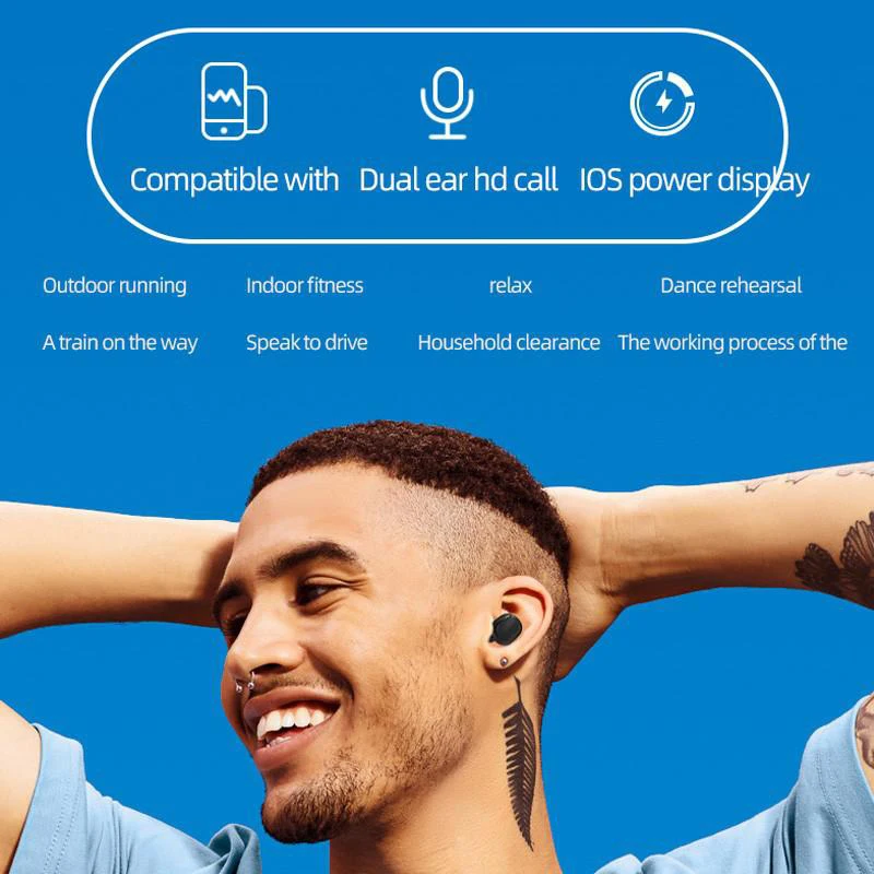 A6S TWS oordopjes Draadloze koptelefoon voor universele telefoons Bluetooth-hoofdtelefoon met microfoon Sport Fietsen Hoge kwaliteit headset