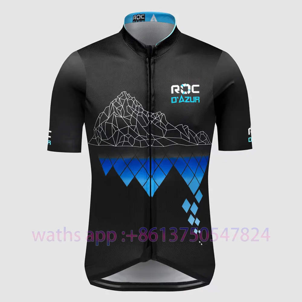 JERSEY Bersepeda Tim ROC D'd'azur 2023 Kaus Lengan Pendek Bersepeda Lengan Pendek Cepat Kering Musim Panas MTB