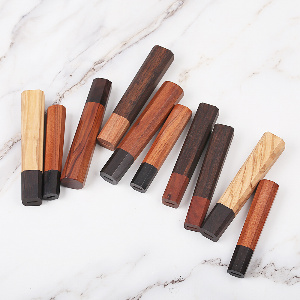 Mango de cuchillo octogonal clásico japonés, 1 unidad, para bricolaje, semiacabado, hecho a mano, Material de cuchillo de acero damasco, mango de cuchillo de cocina