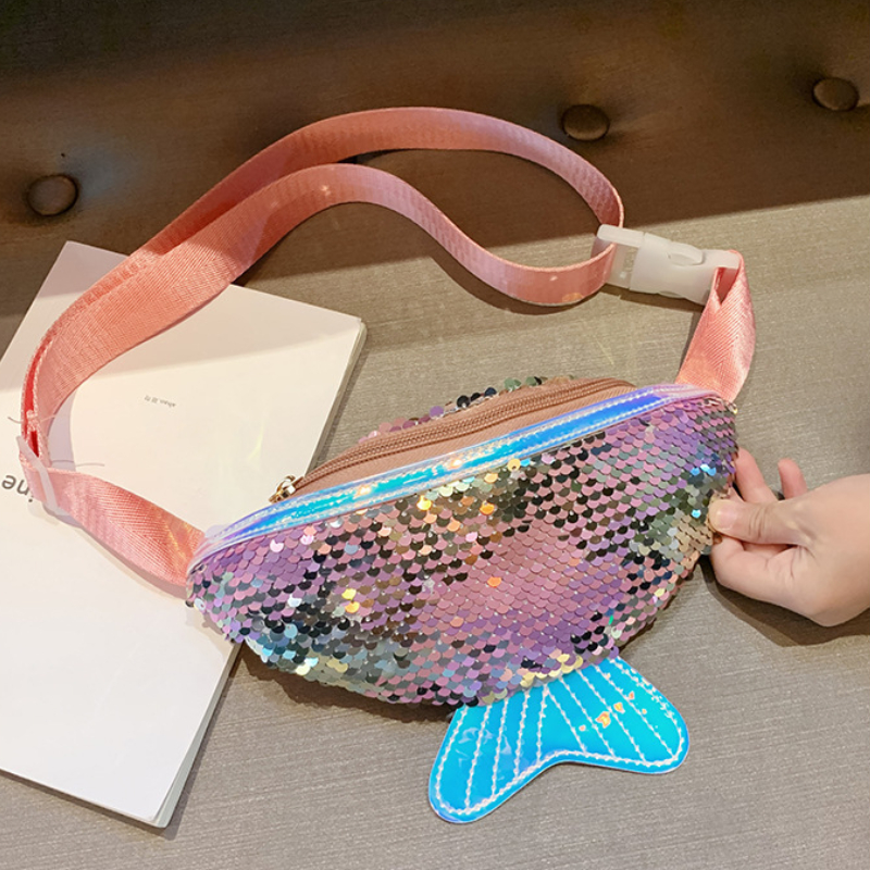 Bolso de hombro pequeño y creativo para niños, riñonera con cola de pez y lentejuelas a la moda, cartera, bolsos de pecho de princesa, regalos