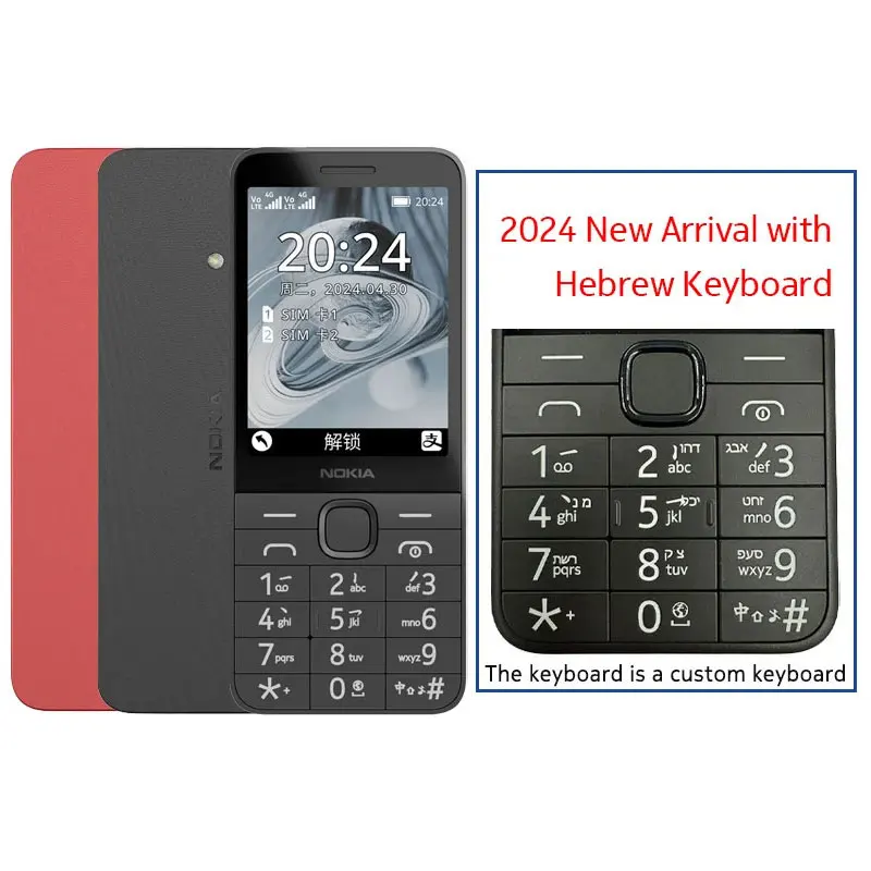 New Nokia 215 4G Mobile Phone Dual SIM Cards FM Radio 1150mAh Standby Time Feature Phone with Hebrew Keyboard Original 100%