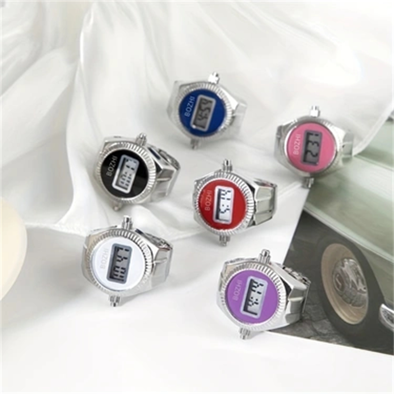 O novo relógio eletrônico pode ver o tempo criativo anel dedo relógio simples masculino e feminino anel relógio