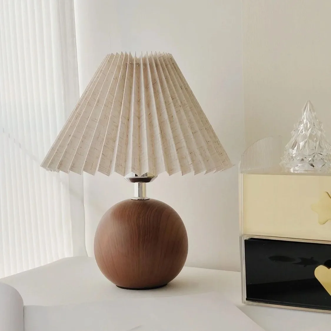 LED-tafellamp Scandinavische geplooide stof EU-stekker voor woonkamer thuis slaapkamer sfeer decoratie exclusief lampen