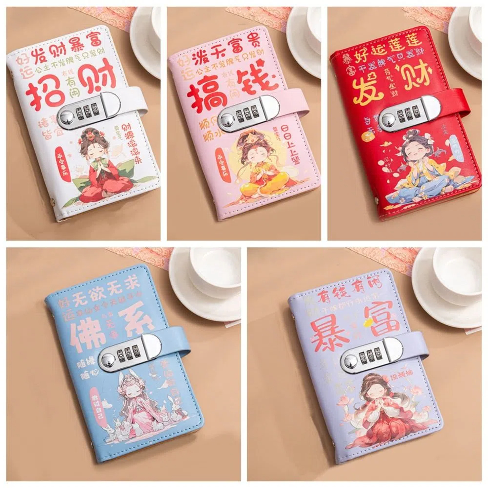 50Sheets Saving Money Binder Lucky Letter PU Leather Budget Binder with Lock Portable Refillable Planner Organizer