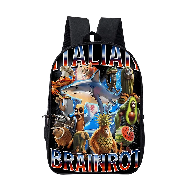 อิตาเลี่ยน Brainrot กระเป๋าเป้สะพายหลังเด็กการ์ตูนอะนิเมะเกมโรงเรียนกระเป๋าสําหรับเด็กผู้หญิงทนทานและ Softback สําหรับกระเป๋าหนังสือ