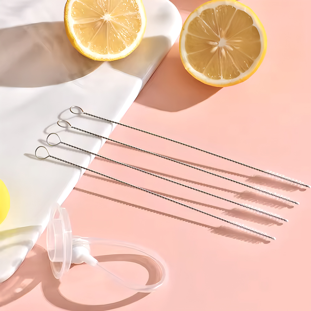 10 pçs escova de limpeza de garrafa de palha cozinha inoxidável macio sucção de cabelo tubo de vidro escovas de limpeza tubo de aço escovas de limpeza longas
