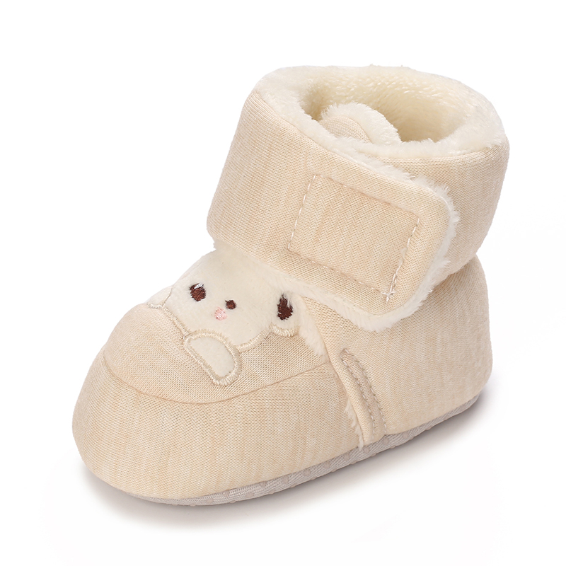 Nette Bär Baby Schuhe Cartoon Weiche Sohlen Schnee Stiefel für Kleinkinder Jungen Mädchen Herbst Winter Warm Verdicken Plüsch Kinder Erste Wanderer 0-18M