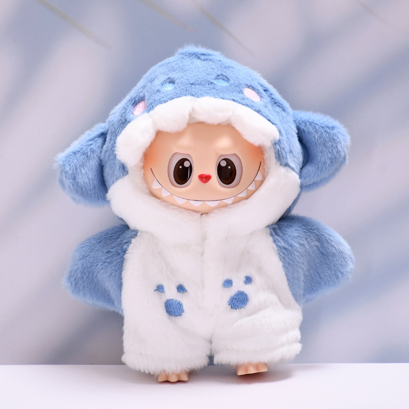 17Cm Mini Pluche Pop Kleding Outfit Accessoires Voor Korea Kpop Exo Labubu Idol V1 V2 Bee Dinosaurus Haai kostuum Kleding Gift