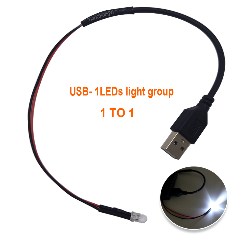 DC5V USB-Anschluss mit 5 mm vorverdrahtetem rundem LED-Modelllicht, LED-Leuchtdiode, Rot, Grün, Blau, für DIY-Nachtlicht, manuelles Licht