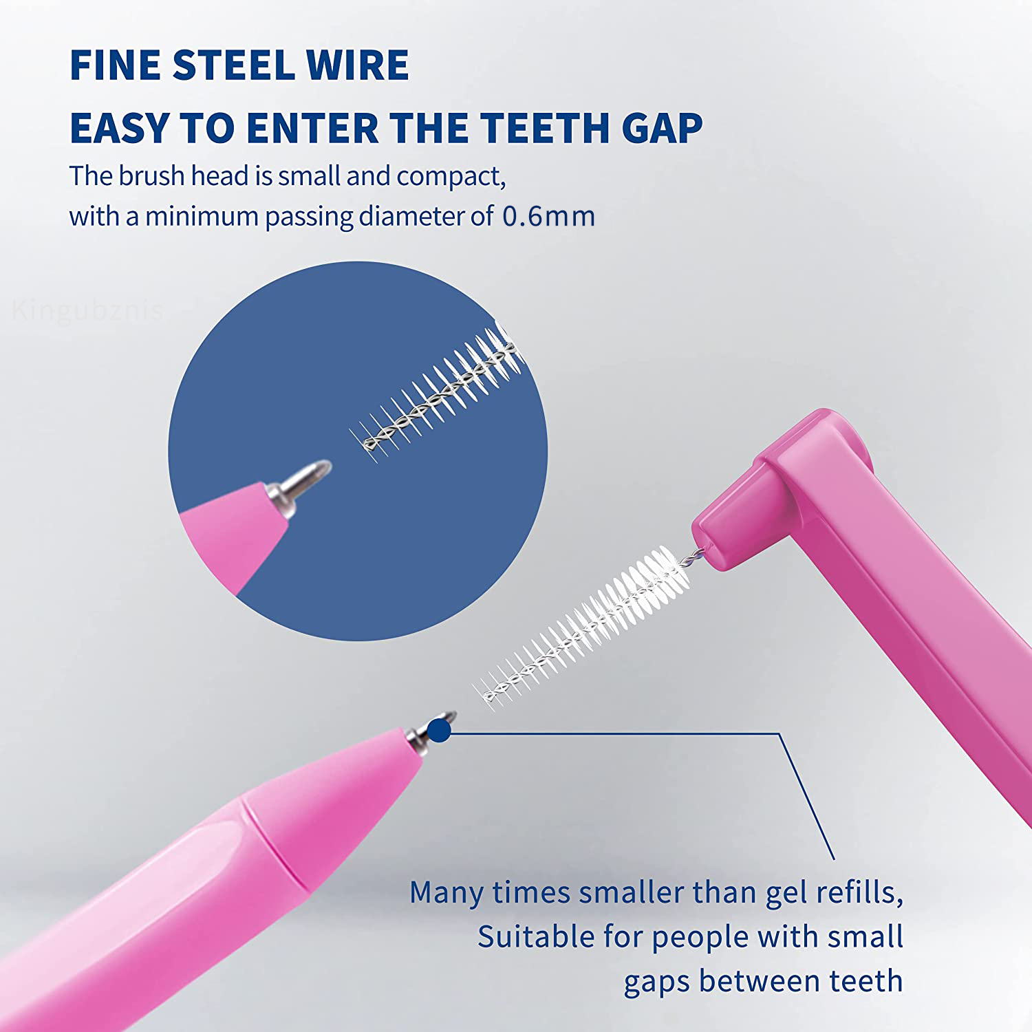 Kingubznis-cepillo Interdental de ortodoncia, palillos de dientes con mango corto, cabezal angular de hilo dental de acero inoxidable, cepillos dentales Inter