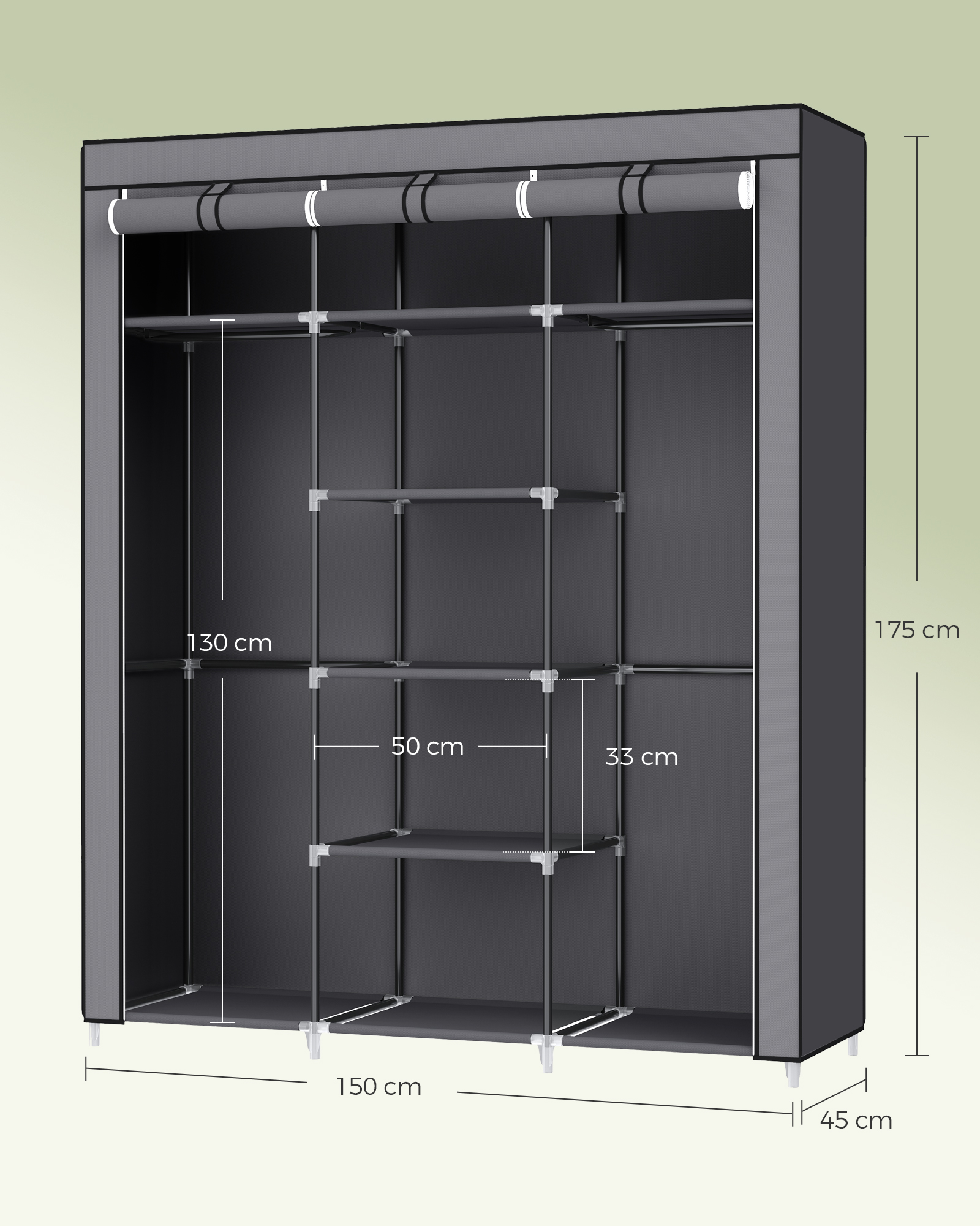SONGMICS Kleiderschrank faltbare Garderobe mit Kleiderstangen