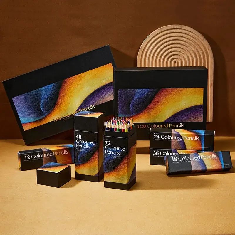 Juego de lápices de colores de 12/18/24/36/48/72 colores, plomo de pintura aceitosa con caja, lápices de madera para bocetos, suministros de dibujo escolar, regalos para estudiantes