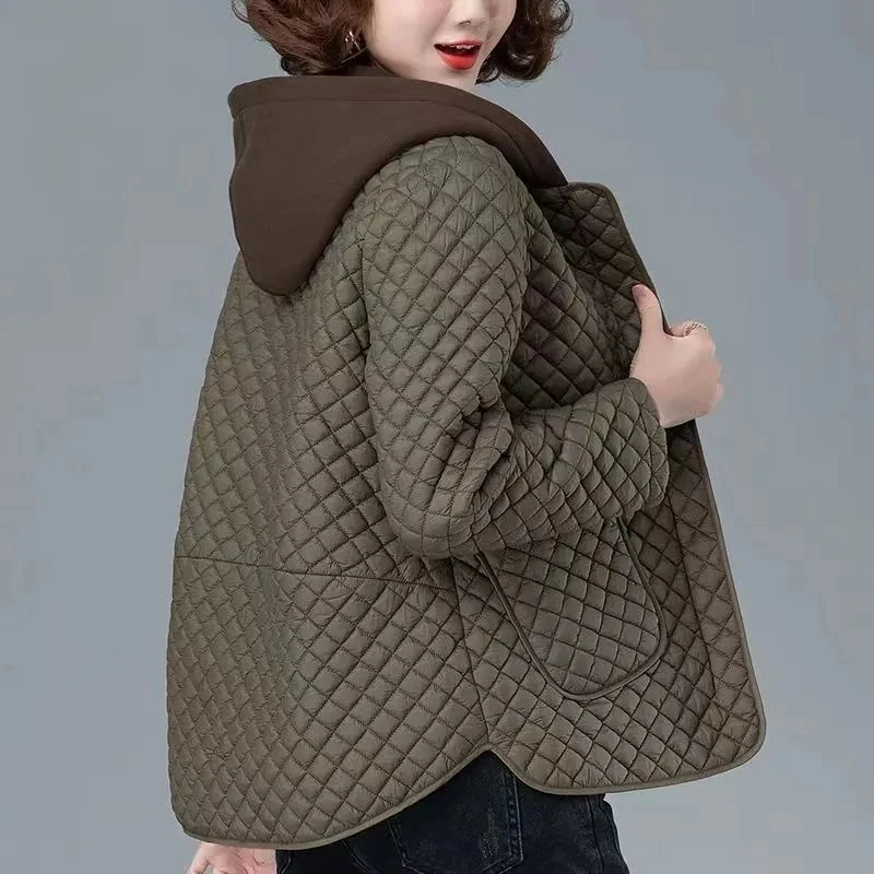 Veste matelassurera en coton léger pour femme, manteau à capuche, mode coréenne, moyen âge, décontracté, automne, hiver, nouveau