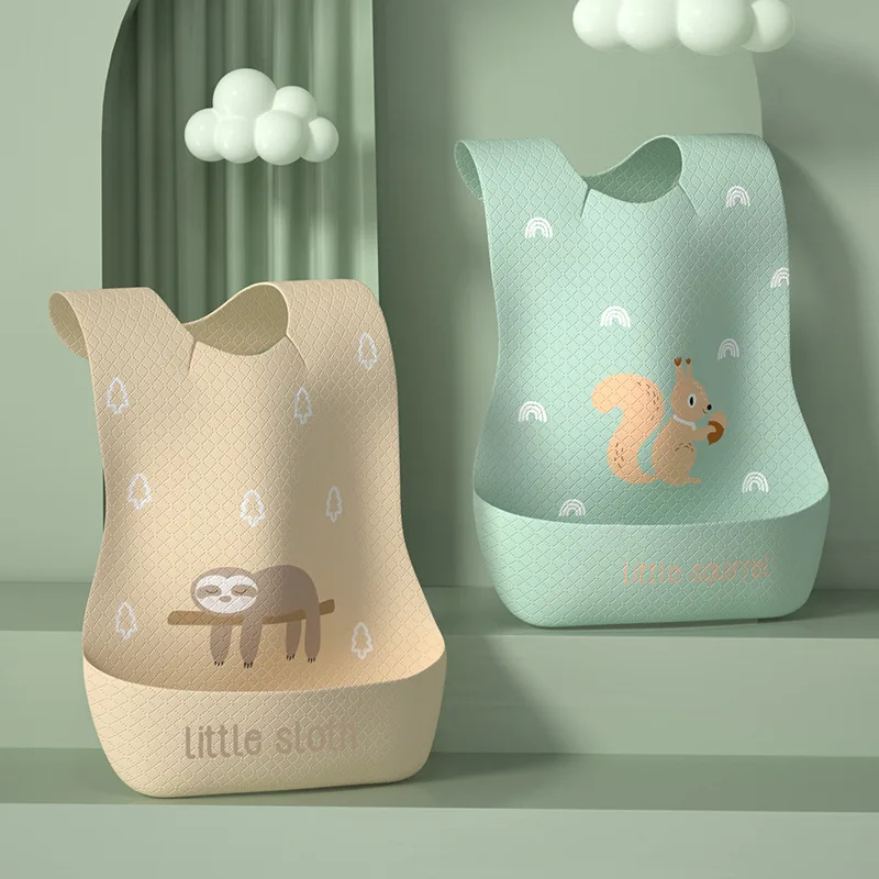 Juego de babero suave para bebé, suministro de alimentación de alimentos ajustable, resistente al agua, con recogedor de alimentos, Baberos desechables para niños, material de alimentación de bebé, 5 uds.