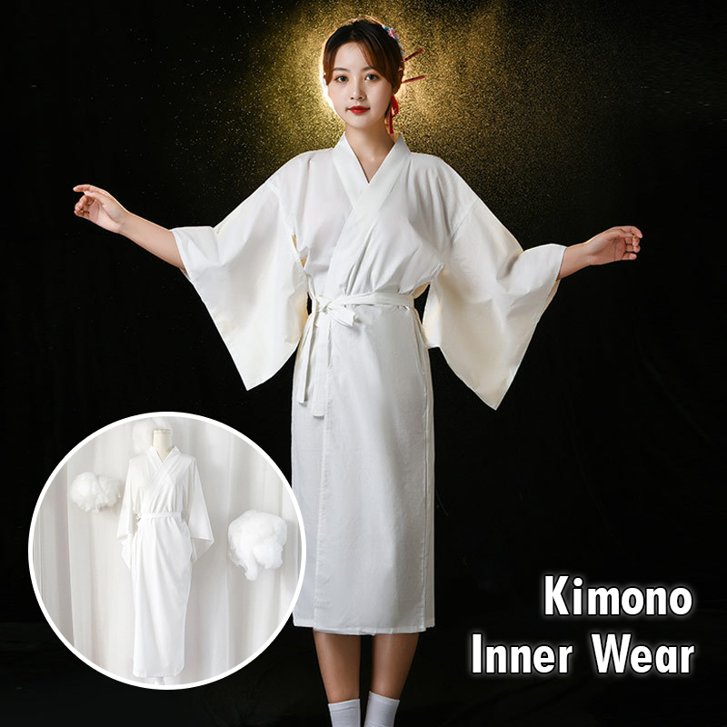Japonês tradicional quimono juban feminino branco yukata quimono forro inferior com cinto haori quimono íntimo roupa interior