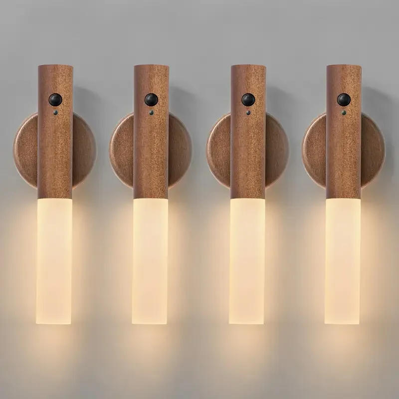 Lampada da parete magnetica ricaricabile a LED con sensore di movimento intelligente, portatile, per corridoio, camera da letto, scale, mobili da bagno