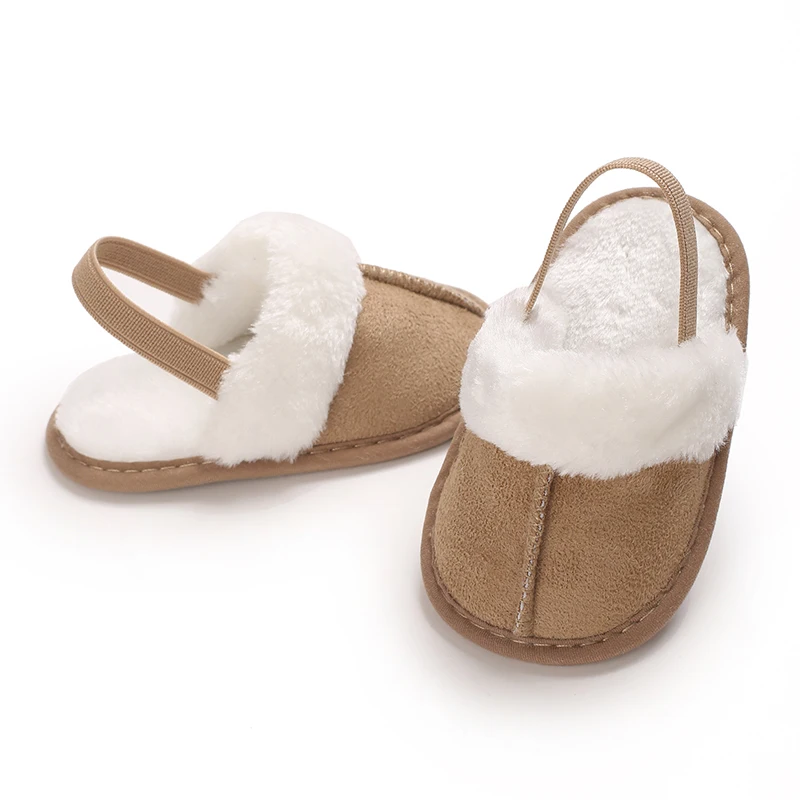 Zapatillas de algodón de otoño e invierno para bebés de 0 a 18M con aislamiento de felpa, suela suave, cómodos zapatos para caminar en interiores