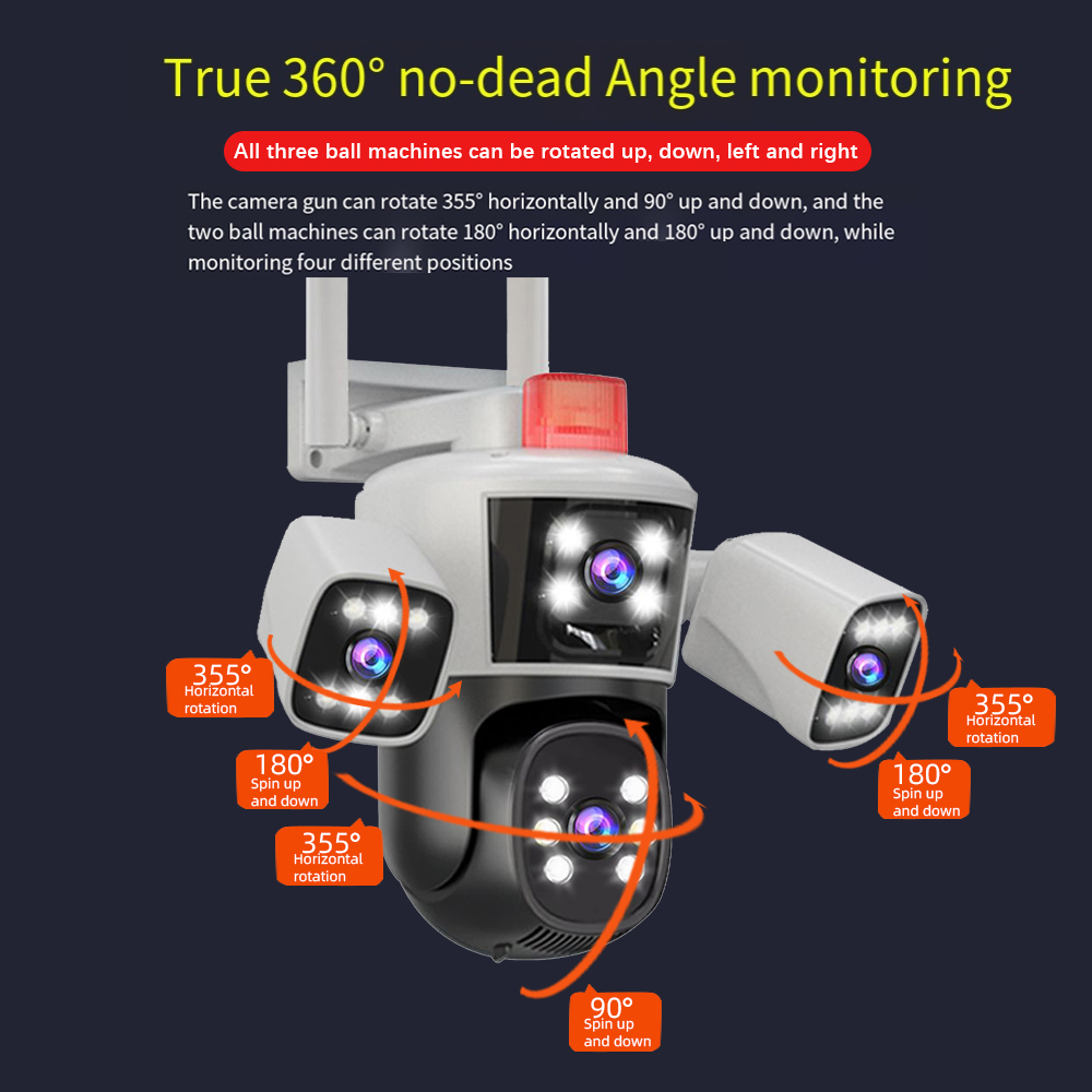 LLSEE 12MP,6K,4 lenses,WiFi surveillance camera,10x zoom,PTZ security protection,CCTV outdoor WiFi camera,IP camera