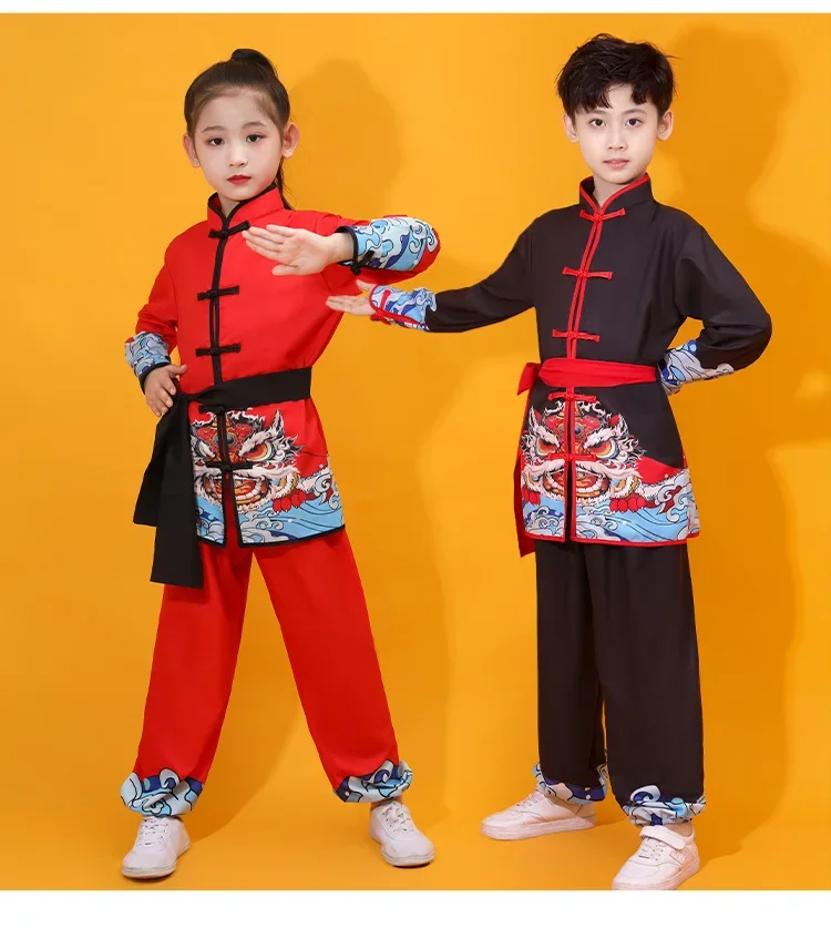 ผู้ชายผู้หญิงจีน Kung Fu ชุดดําเนินการเด็กชุด Tai Chi เด็ก Wushu ชุดเด็กศิลปะการต่อสู้เครื่องแต่งกายสาวชุดเสื้อผ้าเด็ก