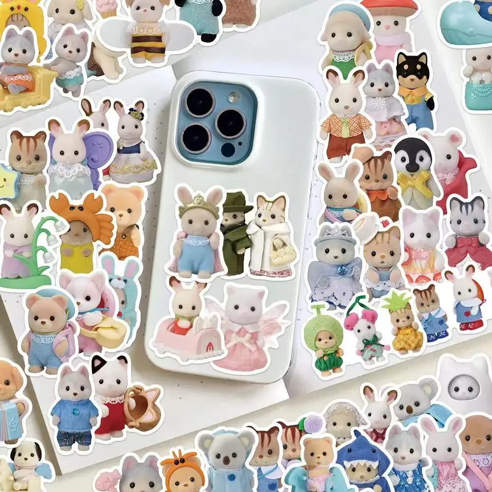 55 PCS Calico Critters Família Dos Desenhos Animados Bonito Notebook Portátil Skate Bagagem Adesivos Decorativos