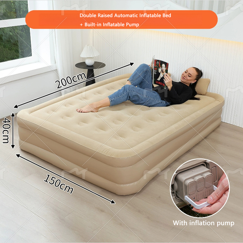 Cama de aire automática, cama inflable para el hogar, colchón de aire individual, cama doble perezosa, colchón de aire portátil para exteriores