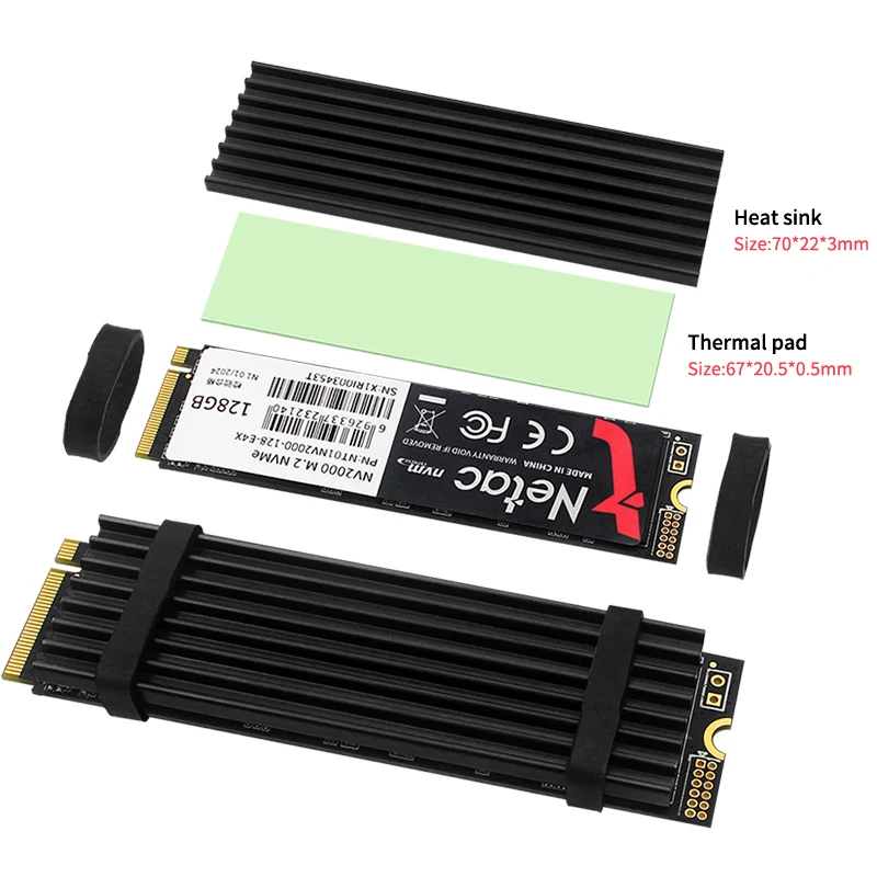 Радиатор SSD M.2, алюминиевый радиатор, твердотельные накопители, кулер, силиконовая термопрокладка для NVME NGFF M2 2280 PCI-E SSD Raspberry Pi 5