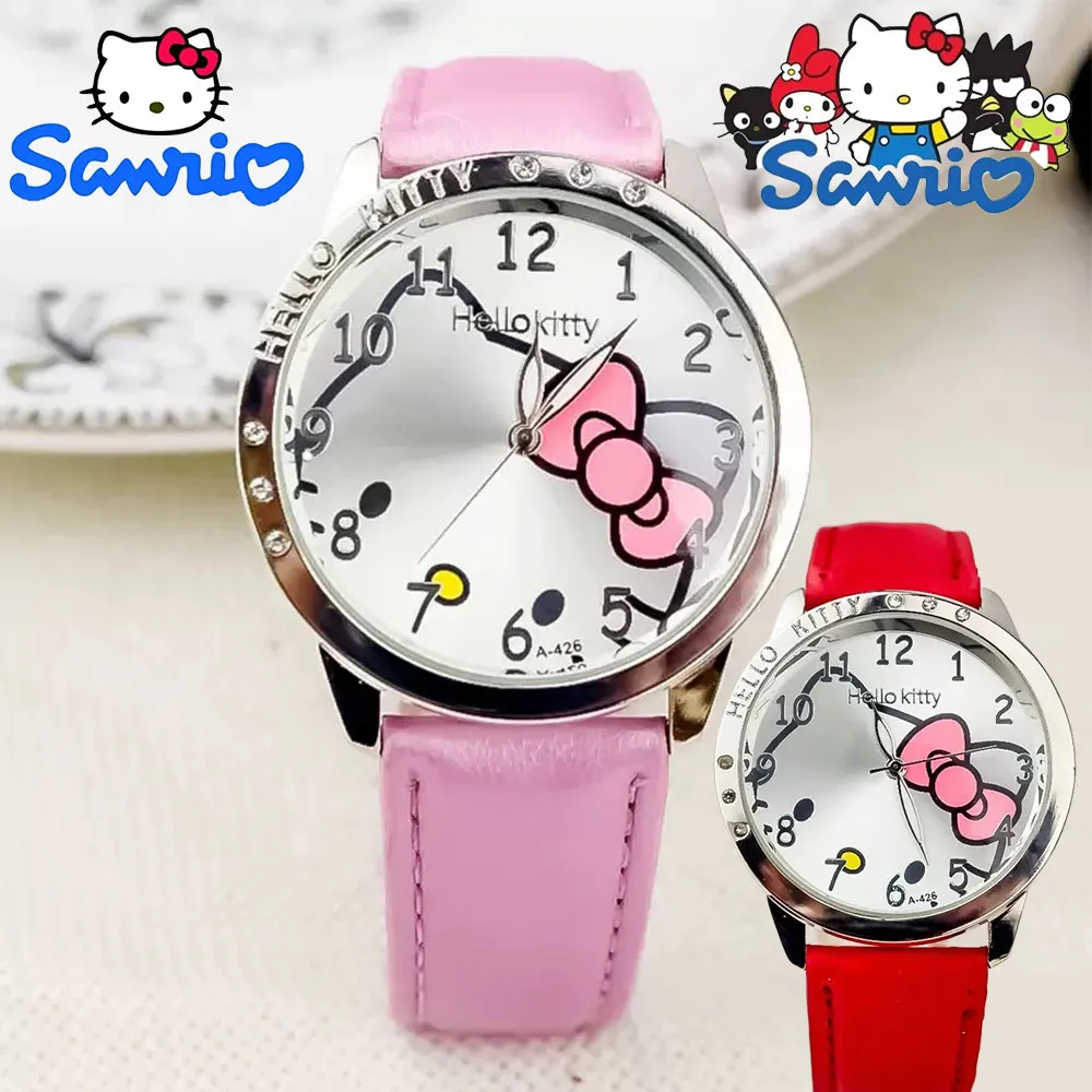 Olá kitty sanrio crianças relógio de quartzo feminino casual à prova dwaterproof água kawaii dos desenhos animados relógios moda relógio de pulso presentes