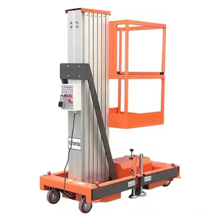 sollevatore portatile telescopico piattaforma di sollevamento idraulica con piattaforma di lavoro aerea con sollevamento verticale a palo dritto