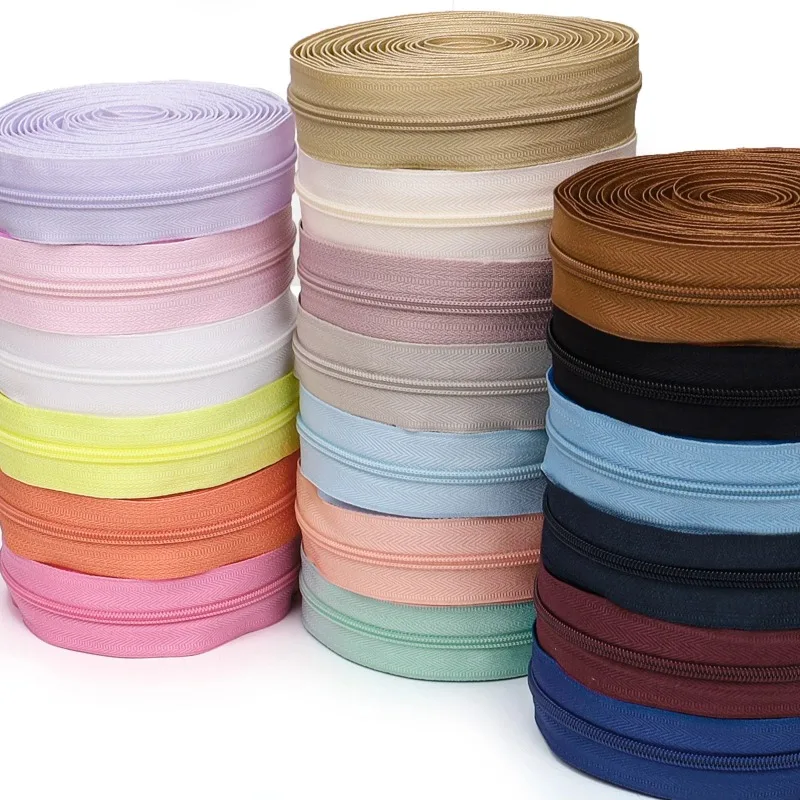 1 groupe = fermeture éclair de 4.5m + 10 têtes de fermeture éclair en plastique, 20 couleurs en option, fermeture éclair de remplacement pour bricolage de couture à domicile