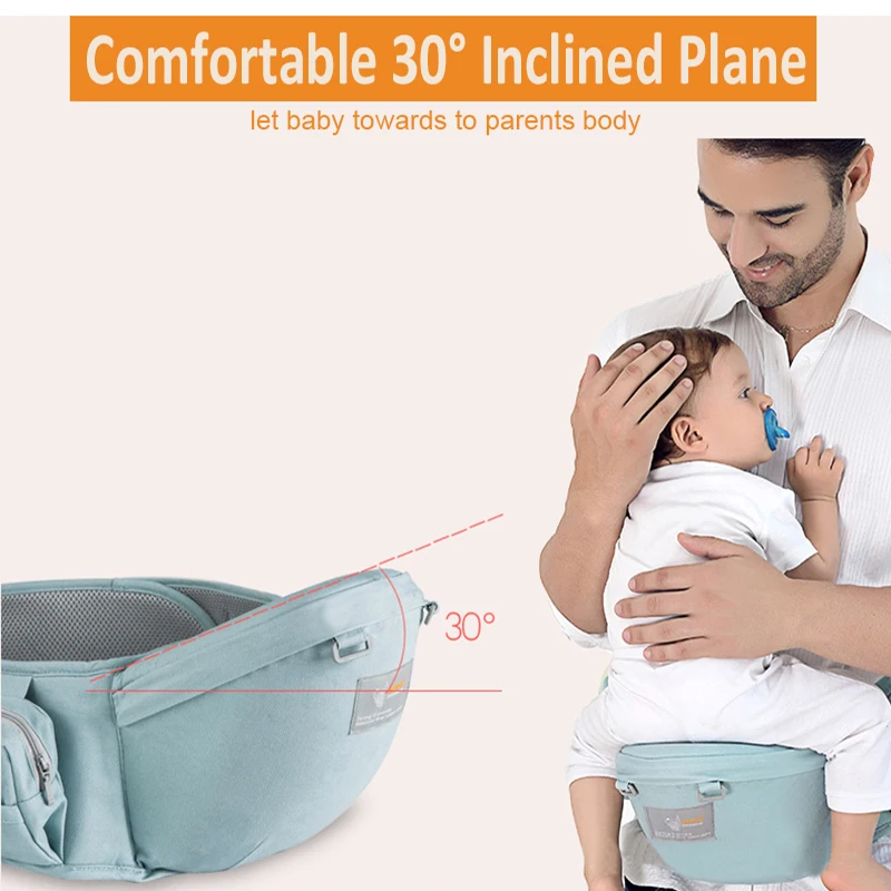 Portabebés de algodón, soporte para bebé, taburete de cintura, portabebés, portabebés, portabebés para bebé, asiento de cadera, bolsa para andadores de bebé, soporte frontal Wra