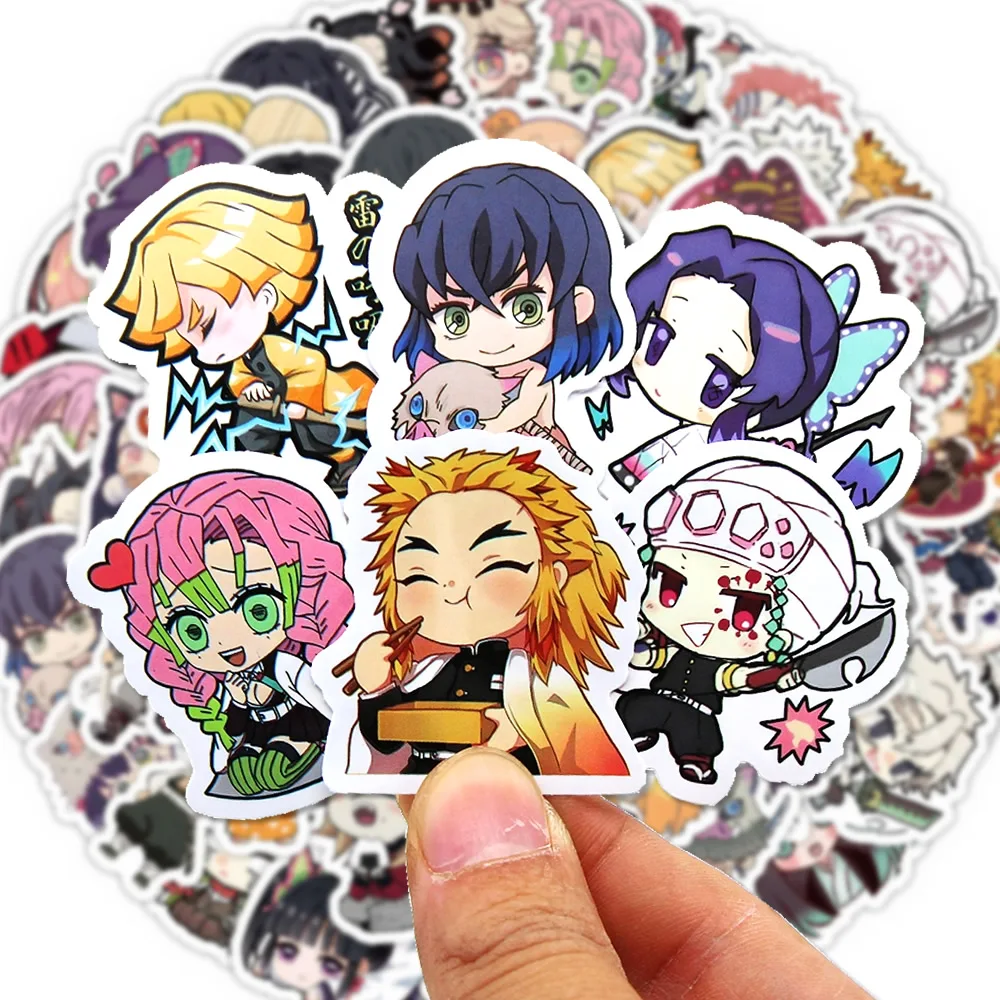 30-180 pezzi Anime Demon Slayer adesivi Cartoon carino decalcomanie giocattolo cancelleria chitarra telefono bicicletta laptop bagagli auto Graffiti bambini