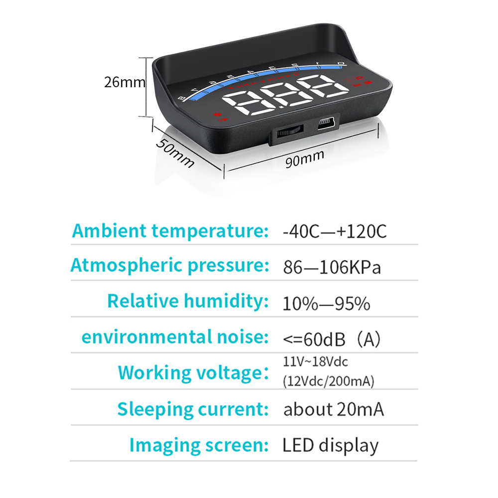 Nuevo M6S HUD pantalla frontal de coche OBD2 velocímetro reloj temperatura del agua voltios KM/h MPH electrónica automática proyector de parabrisas