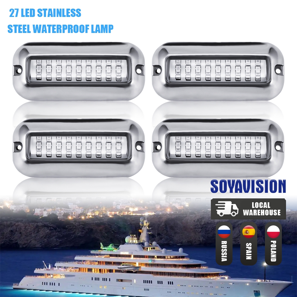 27LED 12V Boot Hecklicht Unterwasser Ponton Marine Schiff Boot Zubehör Licht Edelstahl Wasserdicht Marine Licht IP68