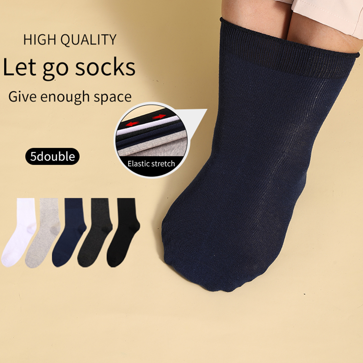 5 pares de calcetines para hombre más talla grande 43-44-45-46-47-48-49-50 calcetines de algodón con boca suelta para hombres mayores calcetines para diabéticos fáciles de usar cómodos