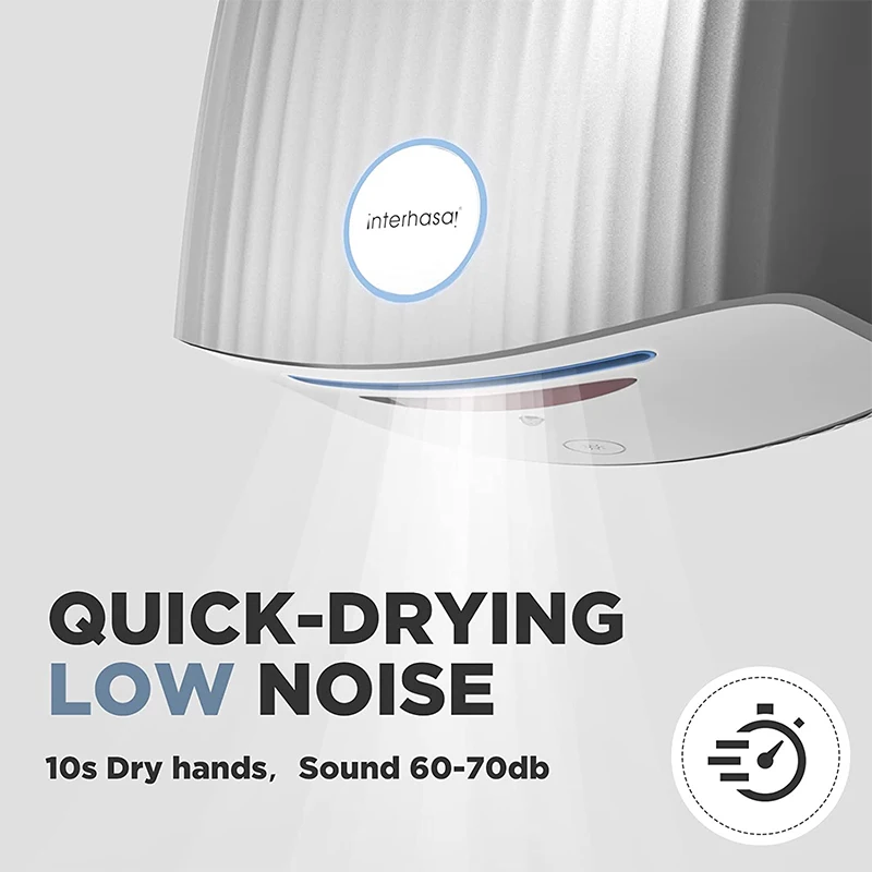 Interhasa! New Automatic Hand Dryer Hot Cold High Speed Wind Wall Induction Hand Dryers 1200W for Commercial Bathroom Toilet