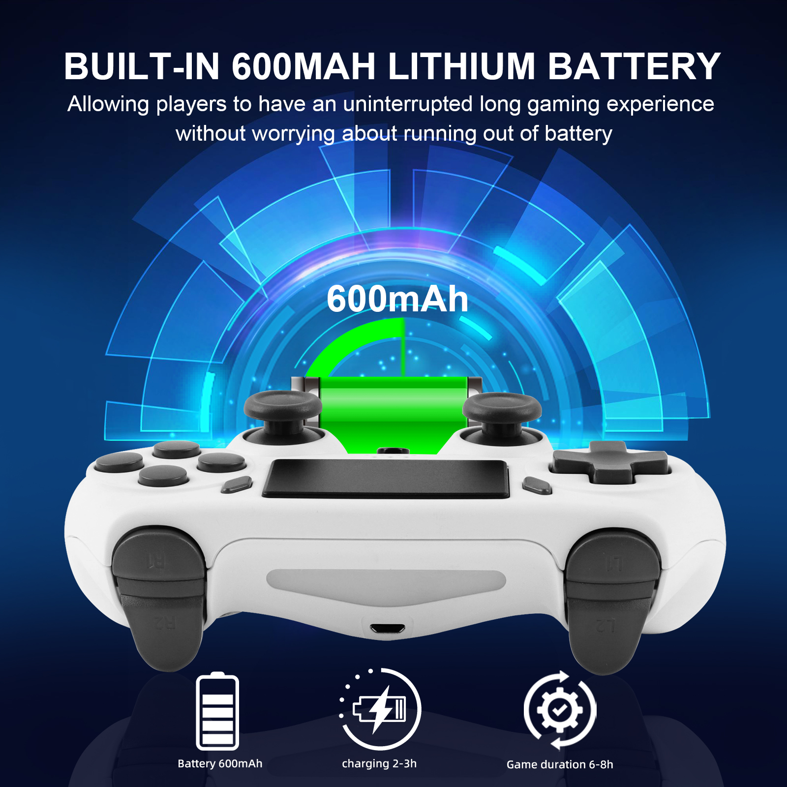 Gaminjja gamepad sem fio com giroscópio de 6 eixos pc joystick touchpad vibração dupla para ps4 ps3 pc controlador multifuncional