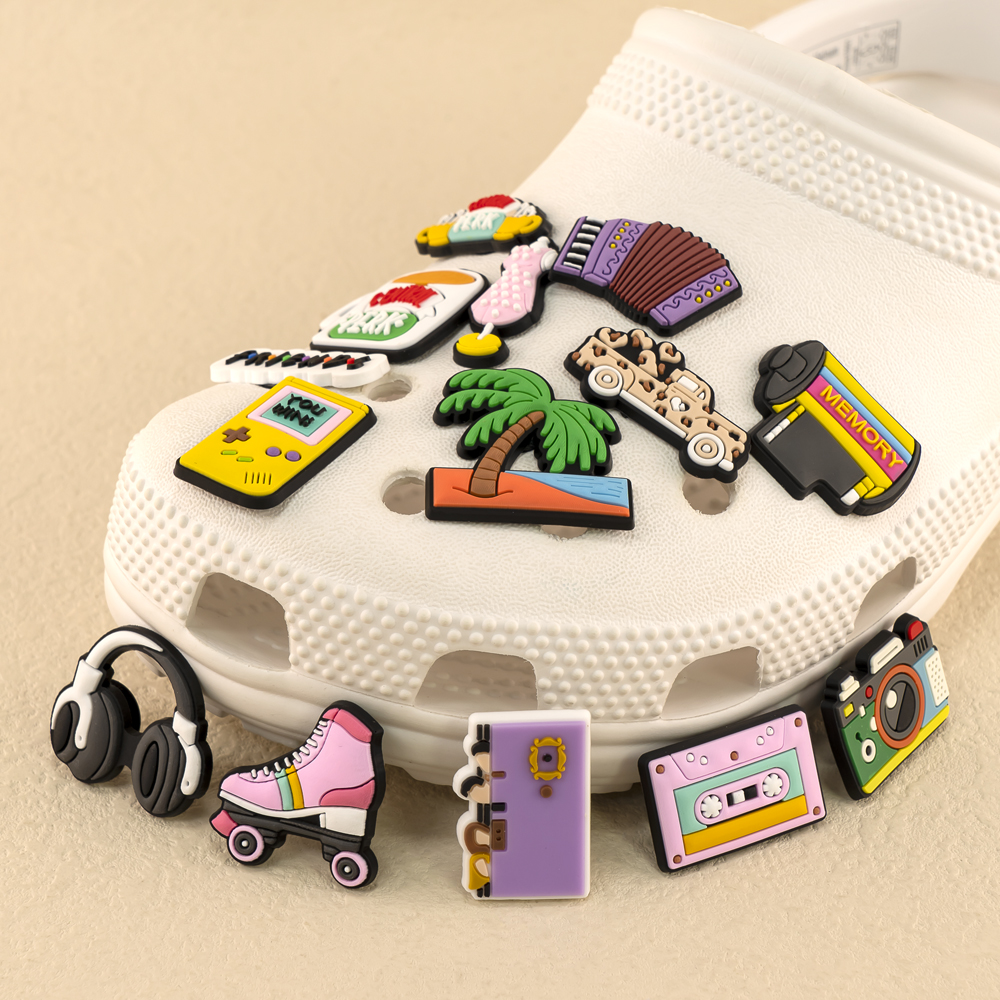 Adornos para zapatos Vintage Vibe, decoraciones para zapatos de la vieja escuela, alfileres Y2K para niña, accesorios creativos para sandalias de los años 80 y 90, hebilla de zueco, 1/30 Uds.