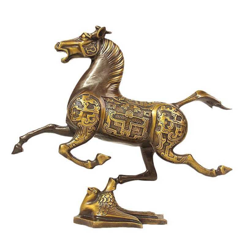 純粋な銅の馬の楕円形のツバメの装飾、アンティークの工芸品、ホームオフィス、開口部の贈り物、親友