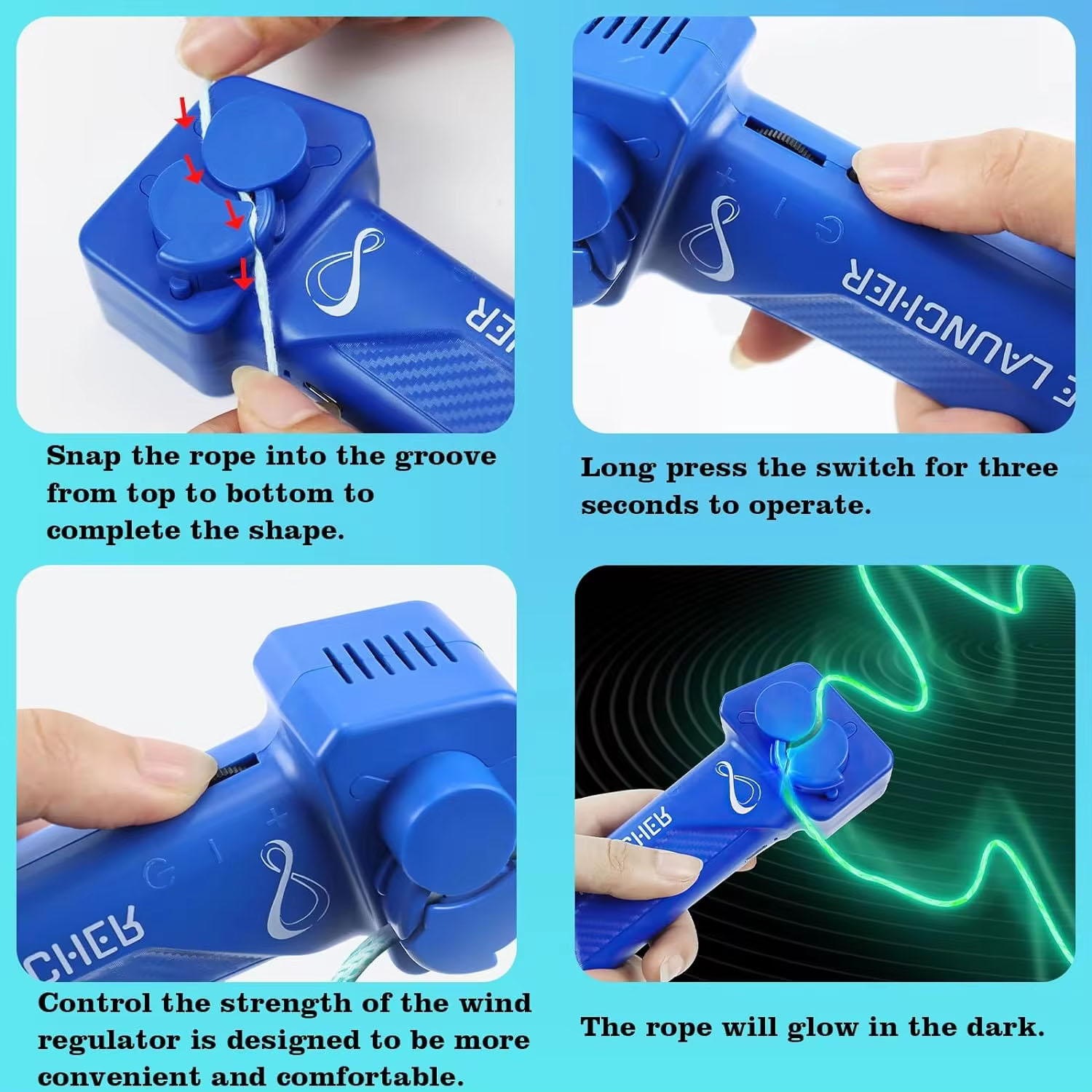 Jouet de tir à corde de Lasso qui brille dans la nuit, lanceur de corde Portable, jouet anti-Stress, cadeau idéal pour fête d'anniversaire pour adultes