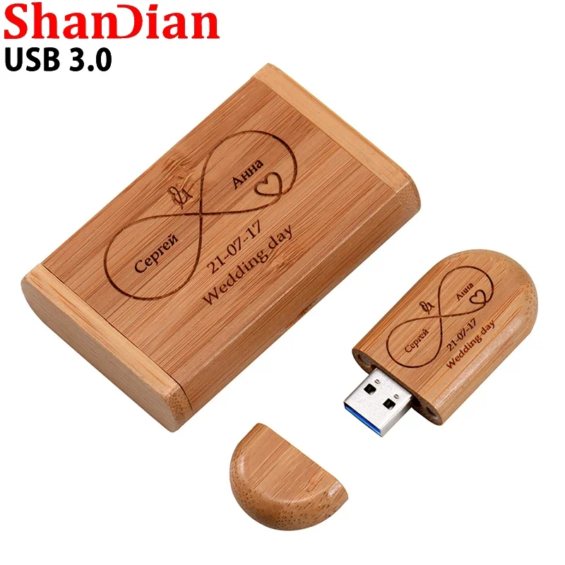 ウェディングギフトボックス USB 3.0 フラッシュドライブ無料ロゴ木製ペンドライブ高速メモリスティック 64 ギガバイト/32 ギガバイト/16 ギガバイト/8 ギガバイト/4 ギガバイトの実容量