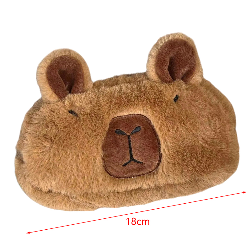 귀여운 플러시 Capybara 연필 보관 가방 만화 동물 펜 케이스 펜 가방 다기능 대용량 편지지 주머니