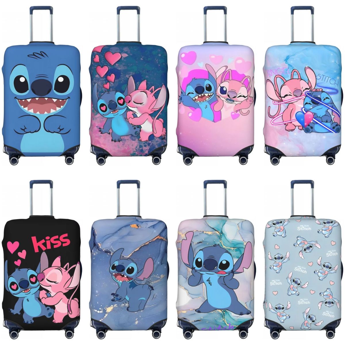 Funda de equipaje elástica Stitch, Maleta con ruedas, bolsa antipolvo, accesorios de viaje de dibujos animados, Protector de suministros de equipaje divertido para vuelo