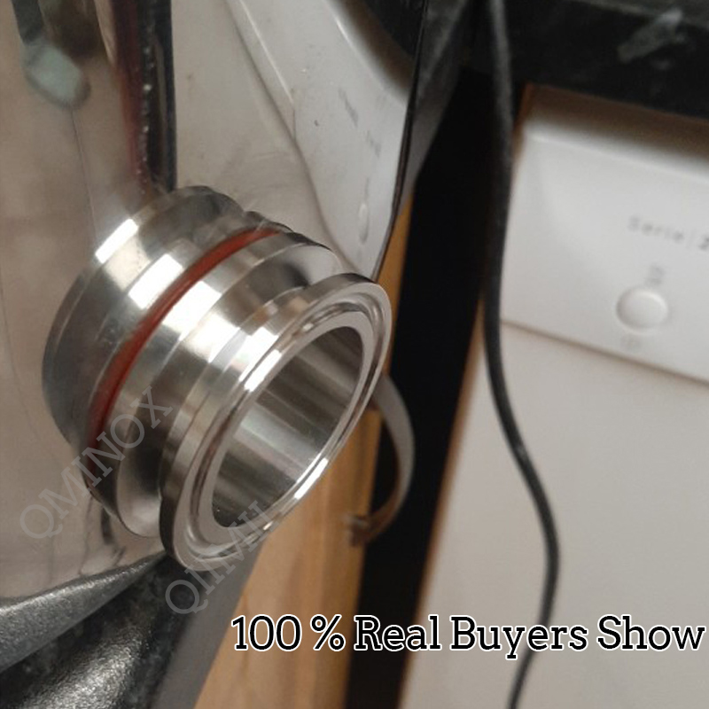 QMINOX SS304 accesorios de mamparo sin soldadura 1,5 "/2" Tri abrazadera hervidor entrada salida casero tanque de agua tri abrazadera accesorios de conector