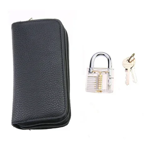 24pcs Locksmith Titanium Plating Tool Kit with Grey Handle Beginner and Locksmith Practice Picktools Padlock Professional Tools