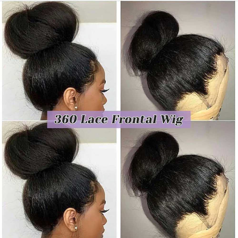 Invisible Strap 360 Full Hd Lace Glueless Wig Kinky Straight Human Hair Wig Lace Front Wig Drawstring 360 Frontal Wig 30 Inch