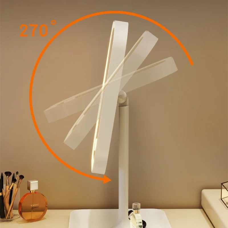 กระจกโต๊ะเครื่องแป้งเดสก์ท็อป 3 สีหรี่แสงได้ไฟ LED แต่งหน้ากระจกแตะกระจกผู้หญิงห้องนอนกระจกแต่งตัว
