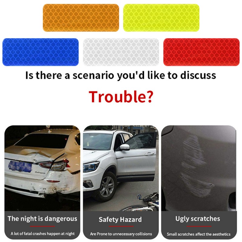 헬멧 자동차 안전 경고 반사 스티커 방수 PVC 높은 가시성 경고 스트립 야간 안전 프레임 반사판 스티커